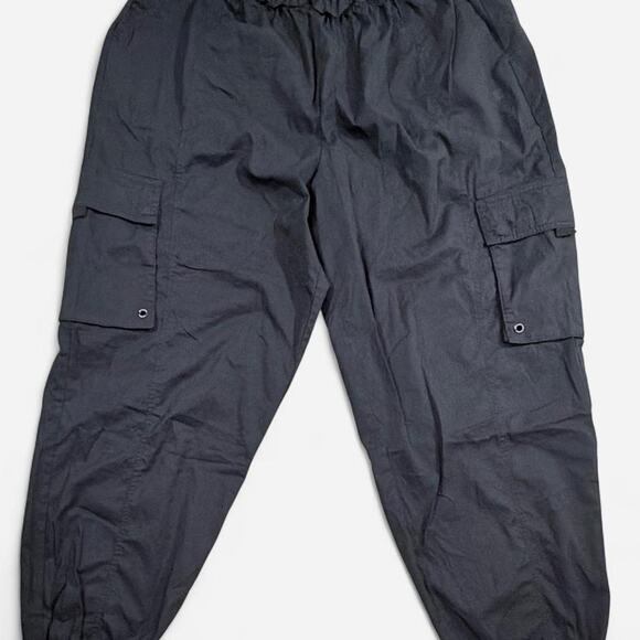 Champion Pants - Champion Womens L Black Woven Cargo Jogger Pants Paperbag Waist Snap Pockets